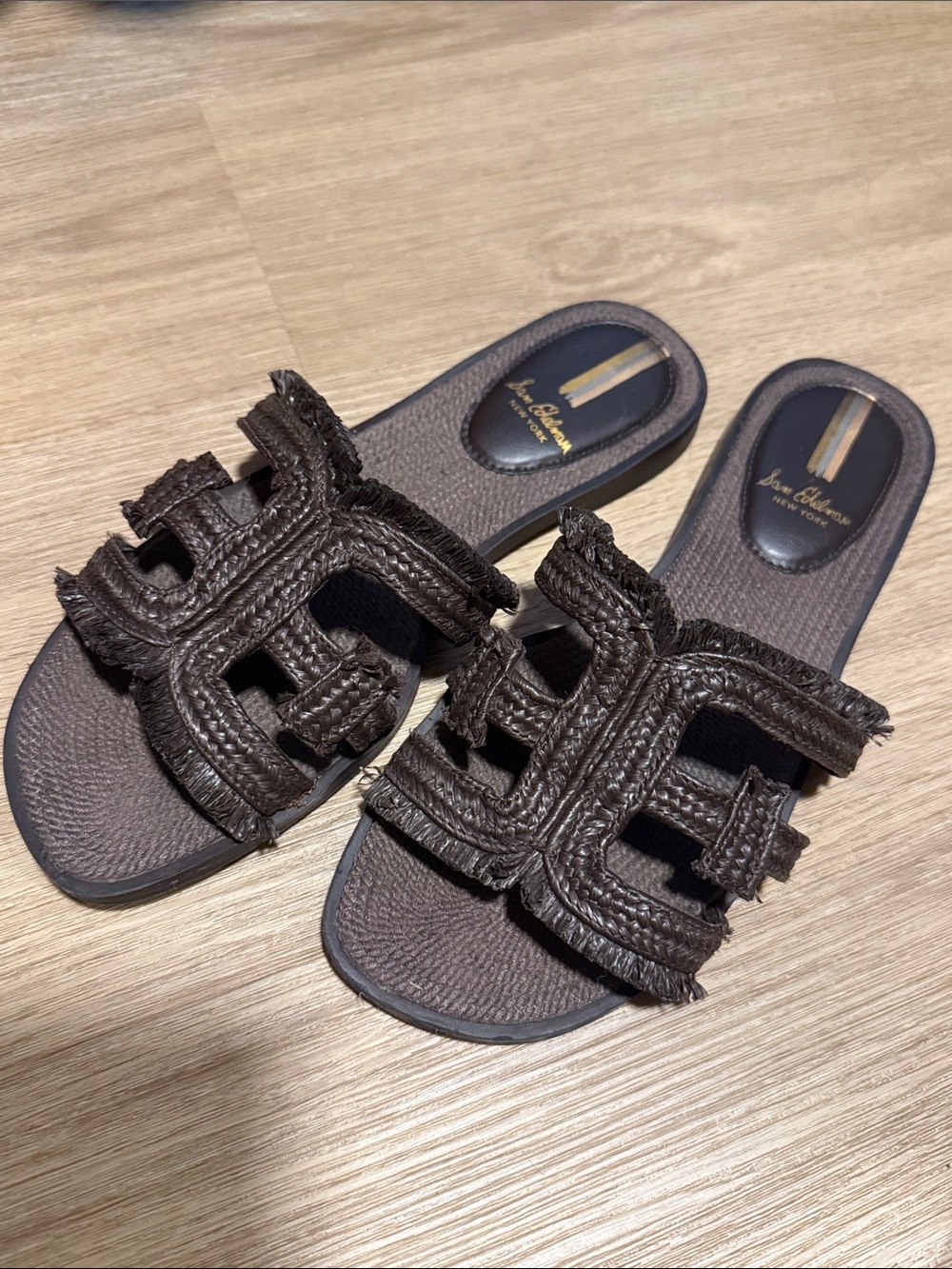 Sam Edelman Bay Slide Mule Open Toe Leather Flat Sandal